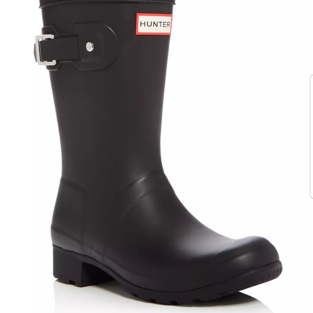 Hunter Black Wellington Rain Shorts 34 EU Boots/Booties Like New With Box